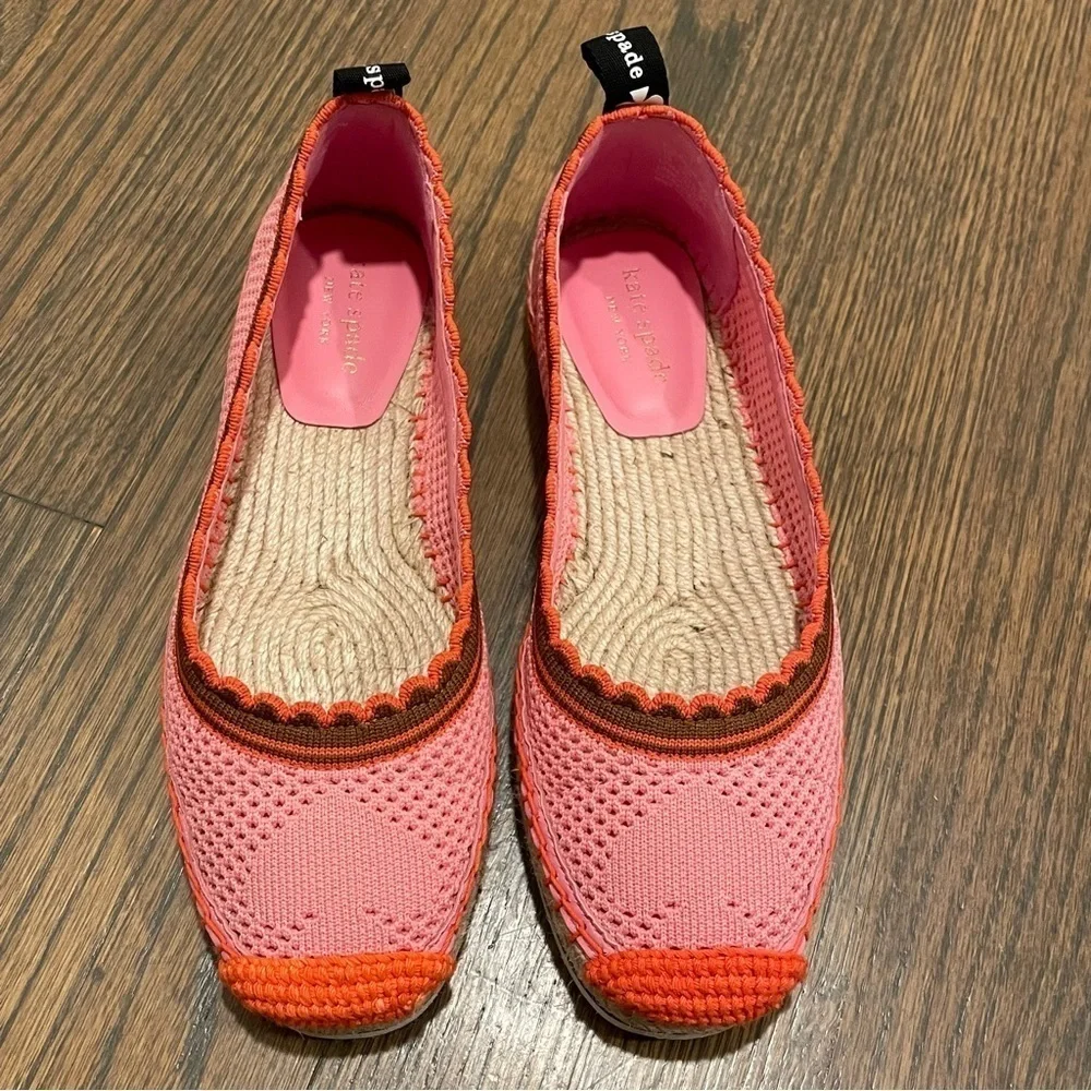 Kate Spade Knottingham Knitted Espadrille Flats Pink 6B